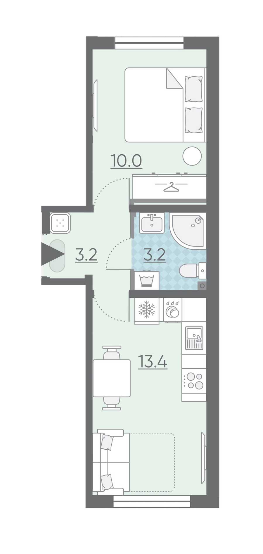 Однокомнатная квартира в : площадь 29.8 м2 , этаж: 1 – купить в Санкт-Петербурге